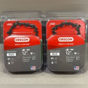 Oregon R45 12" Advance Cut Saw Chain Husqvarna, B&D, Ryobi Lot of 2 NEW